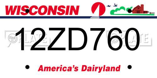 12ZD760 Wisconsin License Plate