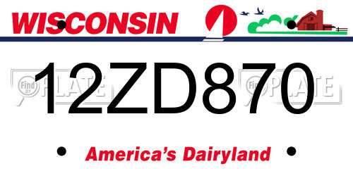 12ZD870 Wisconsin License Plate