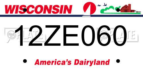 12ZE060 Wisconsin License Plate
