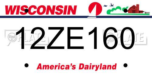 12ZE160 Wisconsin License Plate