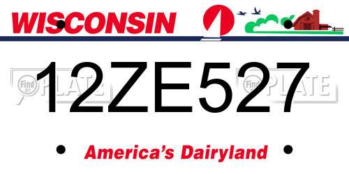 12ZE527 Wisconsin License Plate