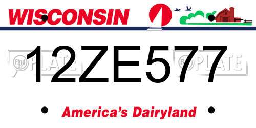 12ZE577 Wisconsin License Plate