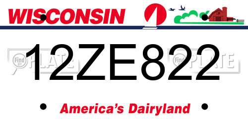 12ZE822 Wisconsin License Plate