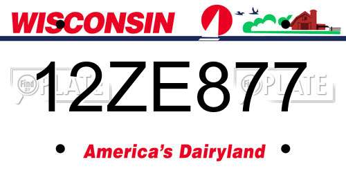 12ZE877 Wisconsin License Plate