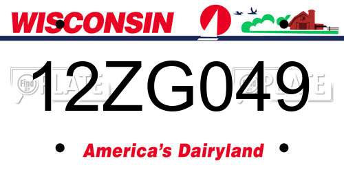 12ZG049 Wisconsin License Plate