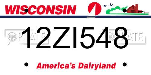 12ZI548 Wisconsin License Plate
