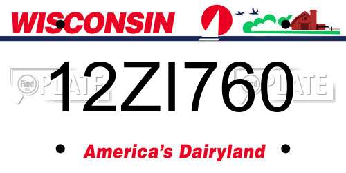 12ZI760 Wisconsin License Plate