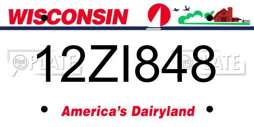 12ZI848 Wisconsin License Plate