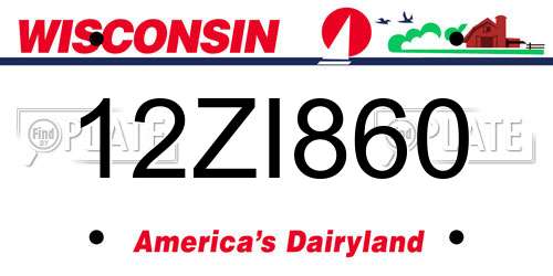 12ZI860 Wisconsin License Plate