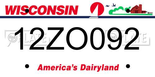 12ZO092 Wisconsin License Plate