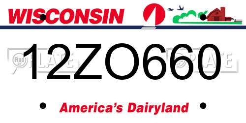 12ZO660 Wisconsin License Plate