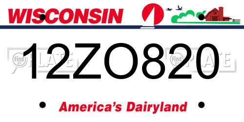 12ZO820 Wisconsin License Plate