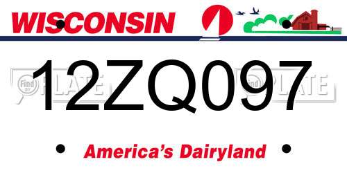 12ZQ097 Wisconsin License Plate