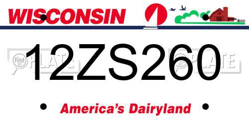 12ZS260 Wisconsin License Plate
