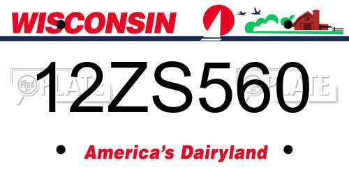 12ZS560 Wisconsin License Plate