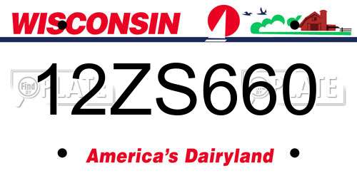 12ZS660 Wisconsin License Plate
