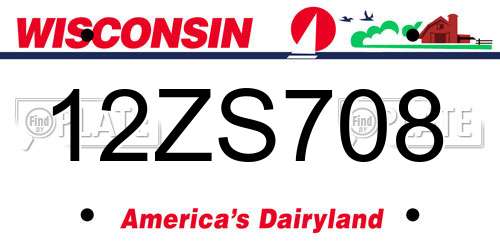 12ZS708 Wisconsin License Plate