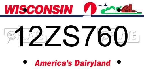 12ZS760 Wisconsin License Plate