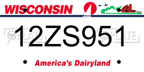 12ZS951 Wisconsin License Plate