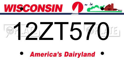 12ZT570 Wisconsin License Plate