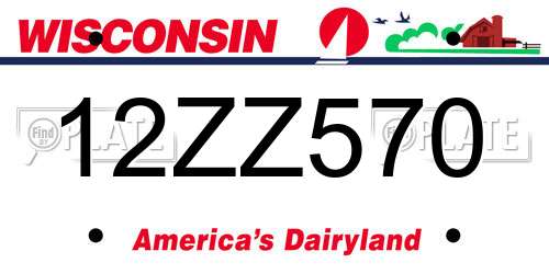 12ZZ570 Wisconsin License Plate