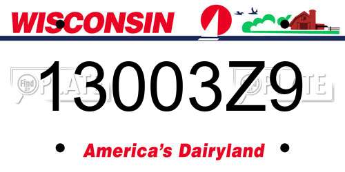 13003Z9 Wisconsin License Plate