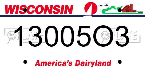 13005O3 Wisconsin License Plate