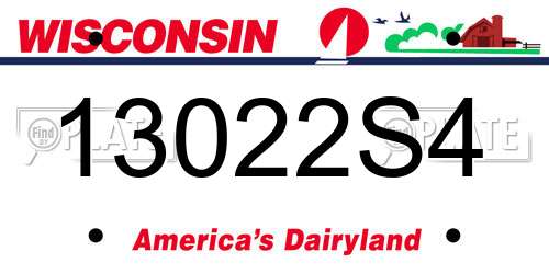 13022S4 Wisconsin License Plate