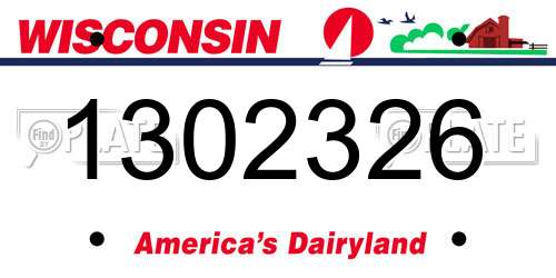 1302326 Wisconsin License Plate
