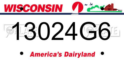 13024G6 Wisconsin License Plate