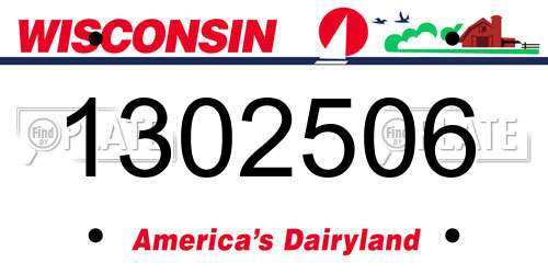 1302506 Wisconsin License Plate