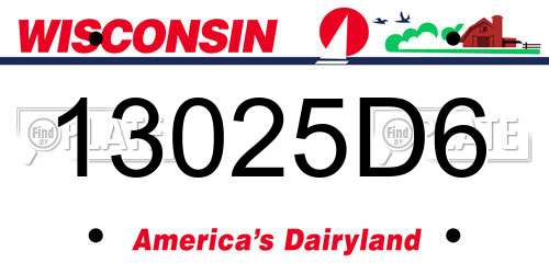13025D6 Wisconsin License Plate