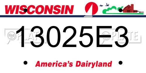 13025E3 Wisconsin License Plate