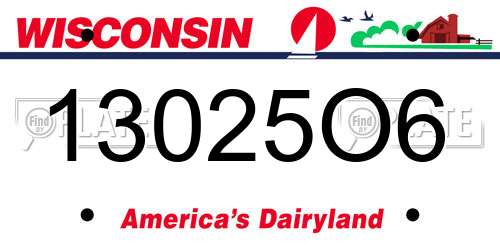 13025O6 Wisconsin License Plate