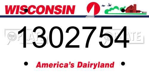 1302754 Wisconsin License Plate