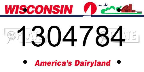 1304784 Wisconsin License Plate