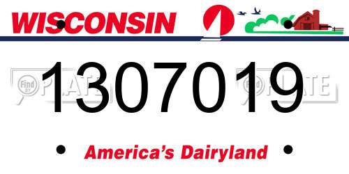 1307019 Wisconsin License Plate