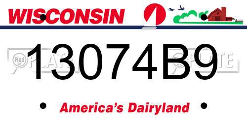 13074B9 Wisconsin License Plate