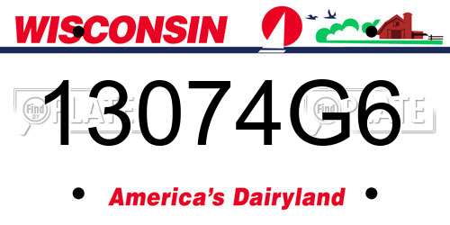 13074G6 Wisconsin License Plate
