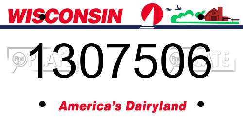 1307506 Wisconsin License Plate