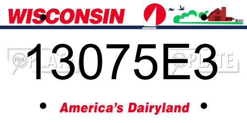 13075E3 Wisconsin License Plate