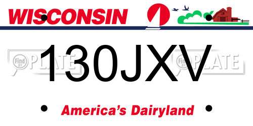 130JXV Wisconsin License Plate