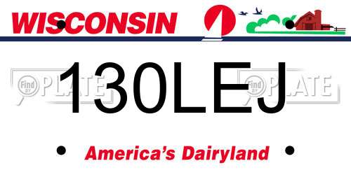 130LEJ Wisconsin License Plate