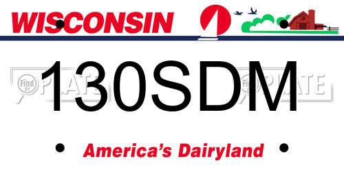 130SDM Wisconsin License Plate