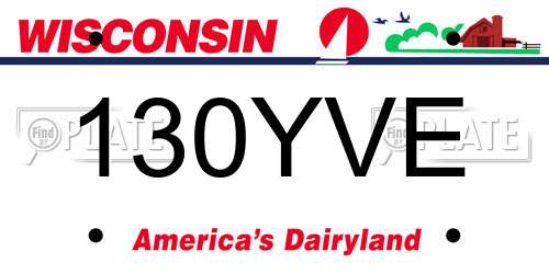 130YVE Wisconsin License Plate