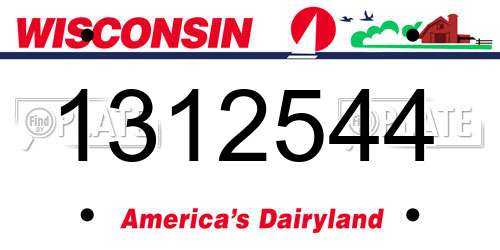 1312544 Wisconsin License Plate