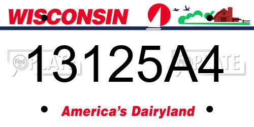 13125A4 Wisconsin License Plate