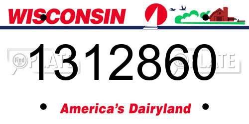 1312860 Wisconsin License Plate