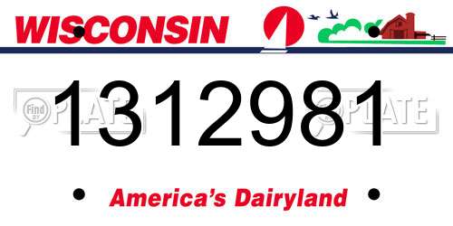 1312981 Wisconsin License Plate