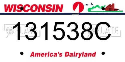 131538C Wisconsin License Plate